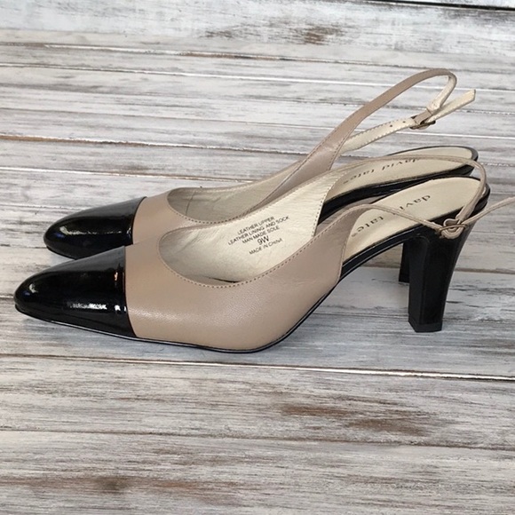 David Tate Soto pointed toe slingback beigew/blck - Picture 3 of 7